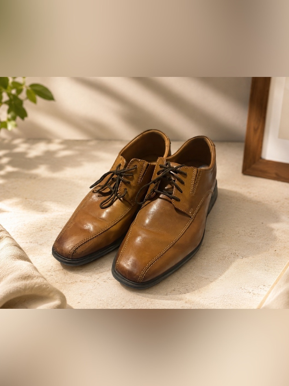 Clarks Tilden Walk Men’s Brown Leather Oxford Dress Shoes Size 11